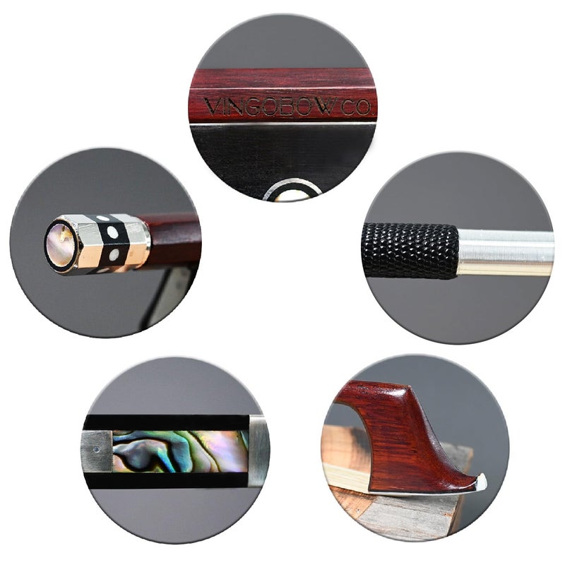 VINGOBOW Pernambuco Cello Bow 4/4 Full Size Bright Tone - Image 3